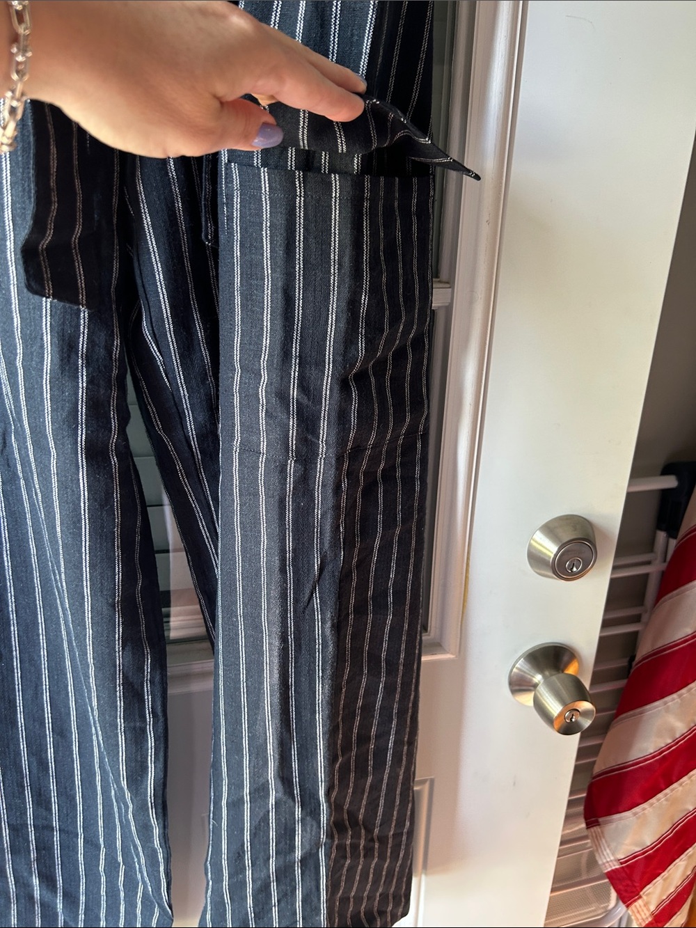 Maurices Black Pinstripe Wide Leg Pants Large Long - Picture 4 of 10